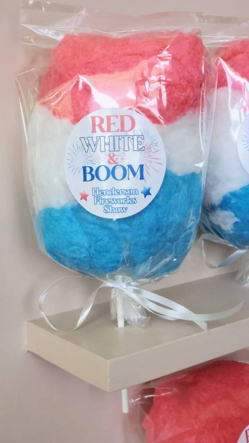 4th of July Red, White, and Blue Cotton Candy on a Stick NEW!