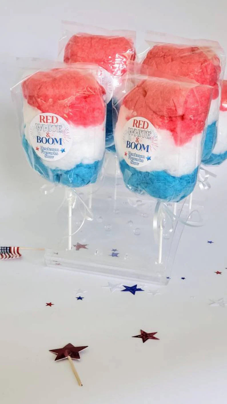 4th of July Red, White, and Blue Cotton Candy on a Stick NEW!