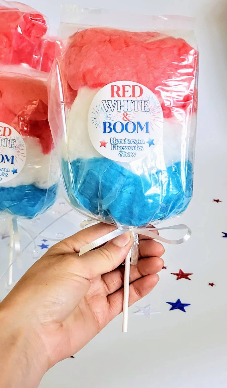 4th of July Red, White, and Blue Cotton Candy on a Stick NEW!