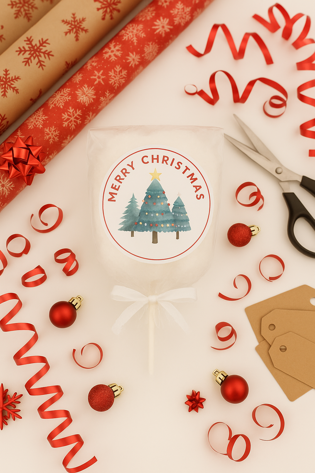 🎄 Cotton Candy Bag on a Stick – Christmas Edition 🎅