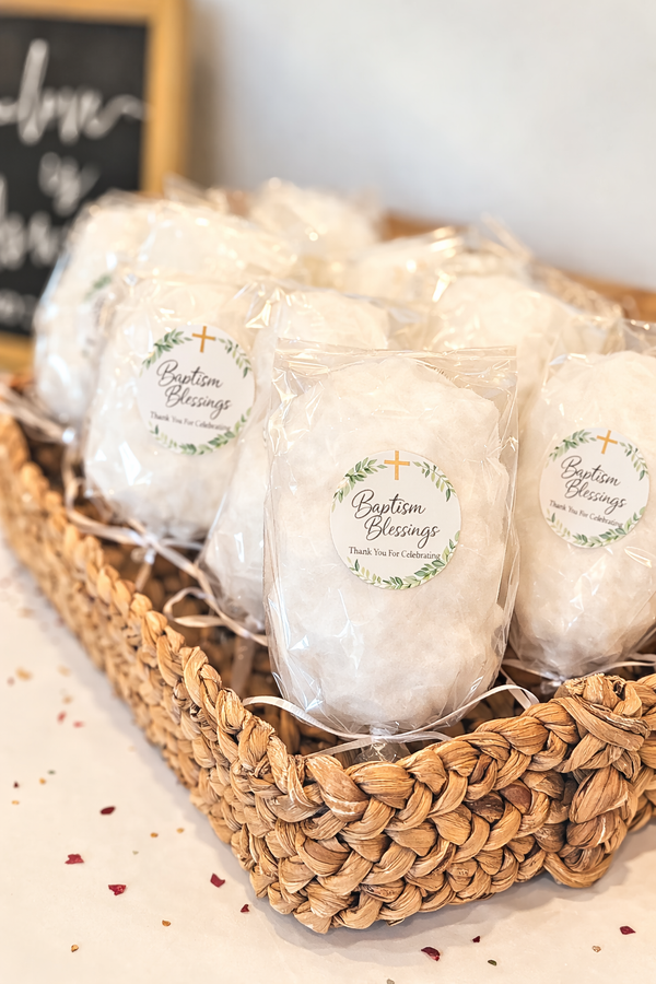 Baptism Cotton Candy on a Stick | Party Favors – Simply Sweet Favors