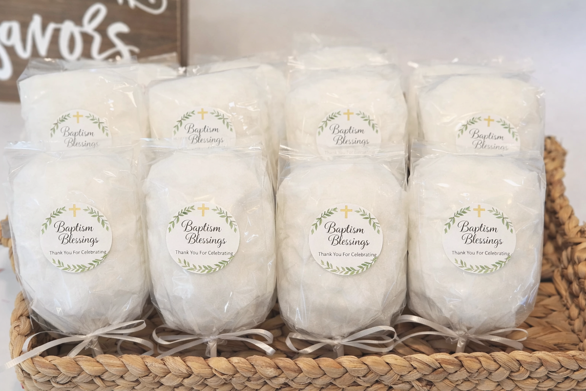 Baptism Cotton Candy on a Stick | Party Favors – Simply Sweet Favors