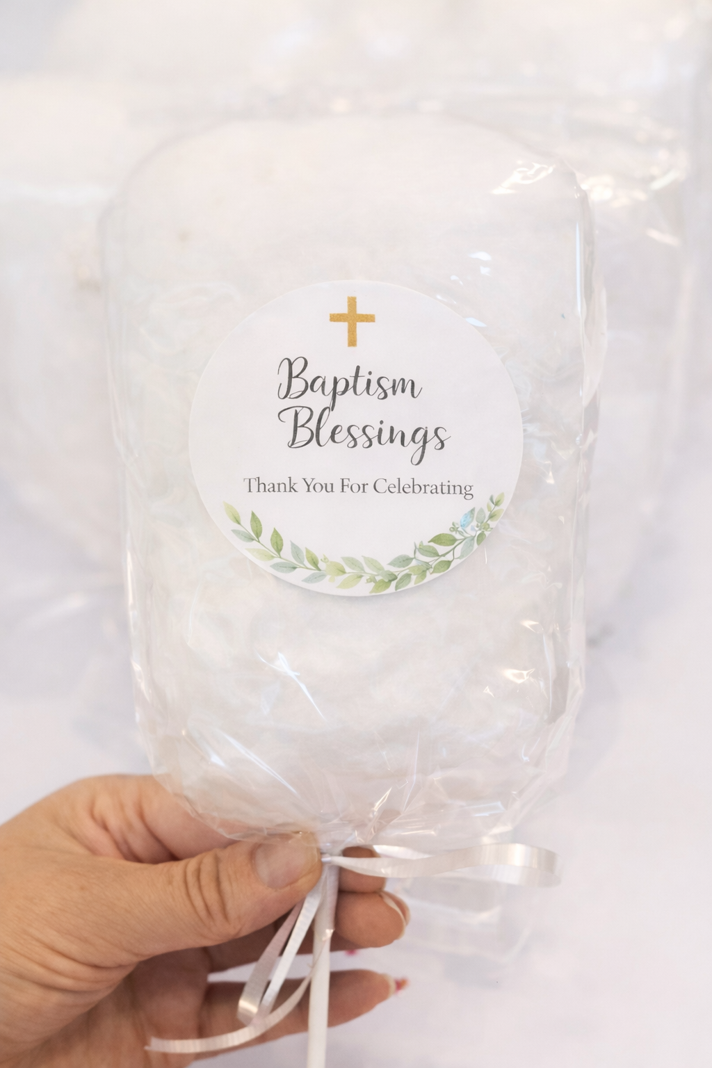 Baptism Cotton Candy on a Stick | Party Favors – Simply Sweet Favors