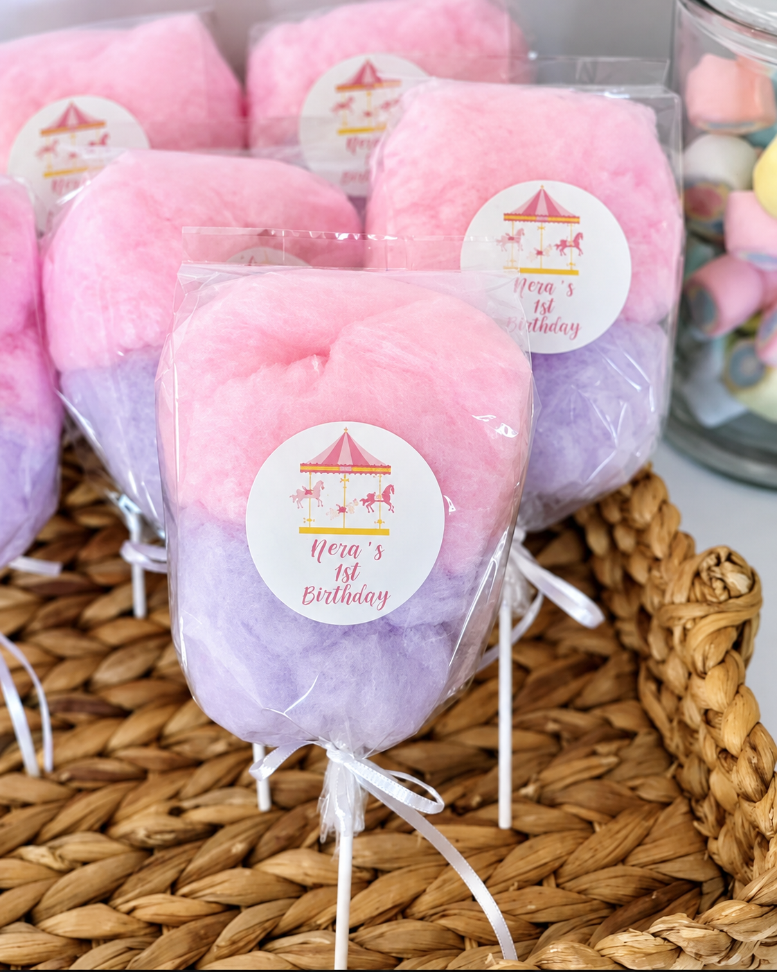 Happy Birthday Cotton Candy on a Stick – Two Flavors per Bag Party Favor | Simply Sweet Favors
