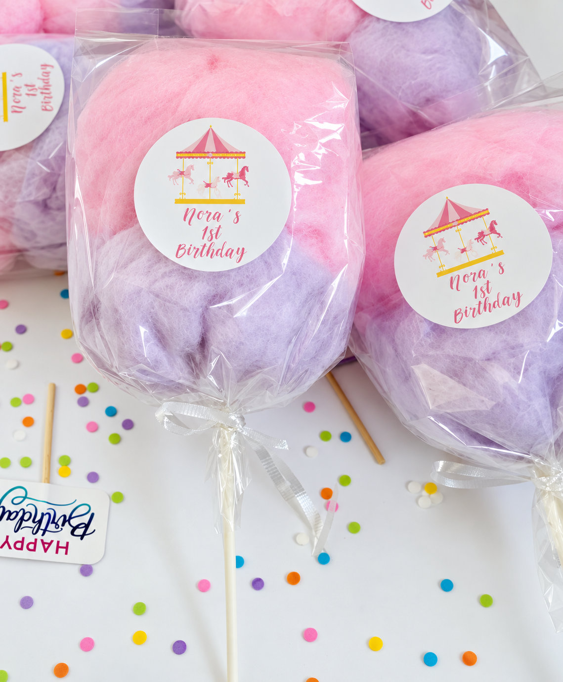 Happy Birthday Cotton Candy on a Stick – Two Flavors per Bag Party Favor | Simply Sweet Favors
