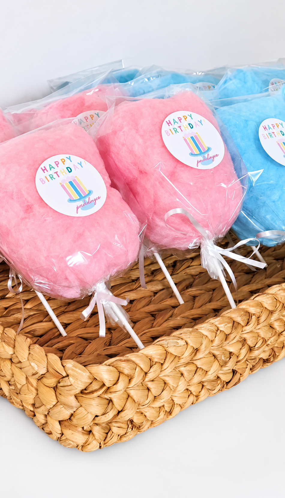 Happy Birthday Cotton Candy on a Stick – Single Flavor Party Favor | Simply Sweet Favors