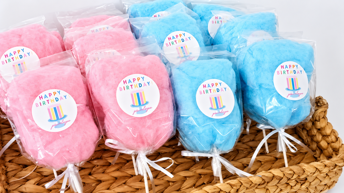 Happy Birthday Cotton Candy on a Stick – Single Flavor Party Favor | Simply Sweet Favors