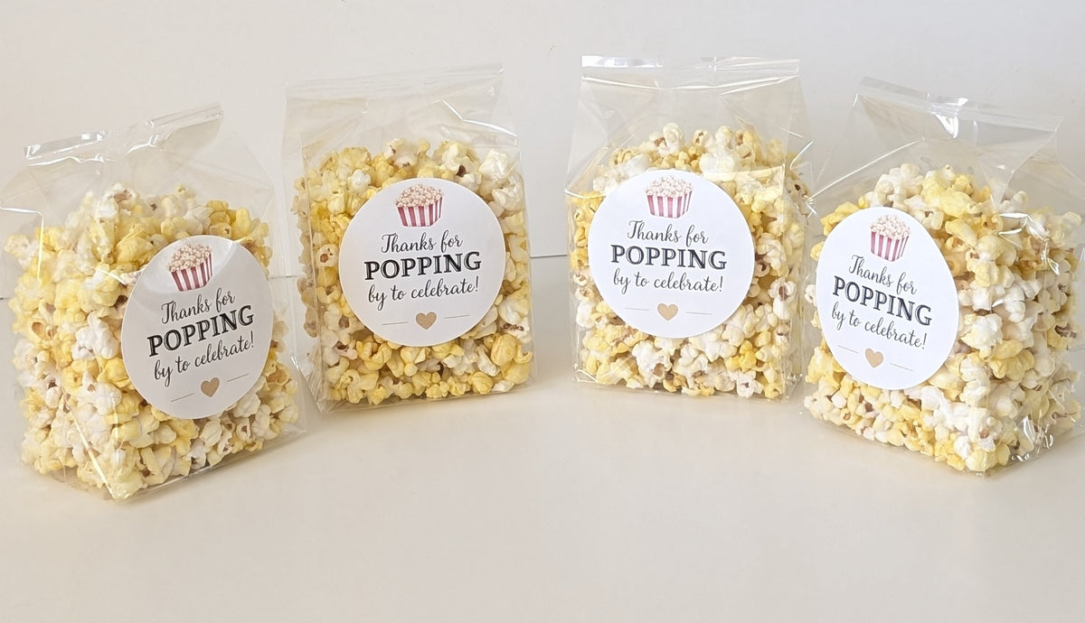 Popcorn Party Favors – Flat Bottom Bags, Salty Popcorn Treats, Baby Shower, Birthday & Event Favor Bags