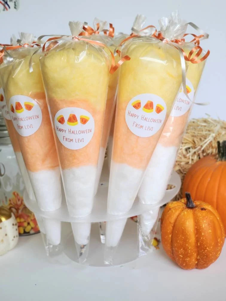 Candy Corn Halloween Party Favors Cotton Candy Cone Bags