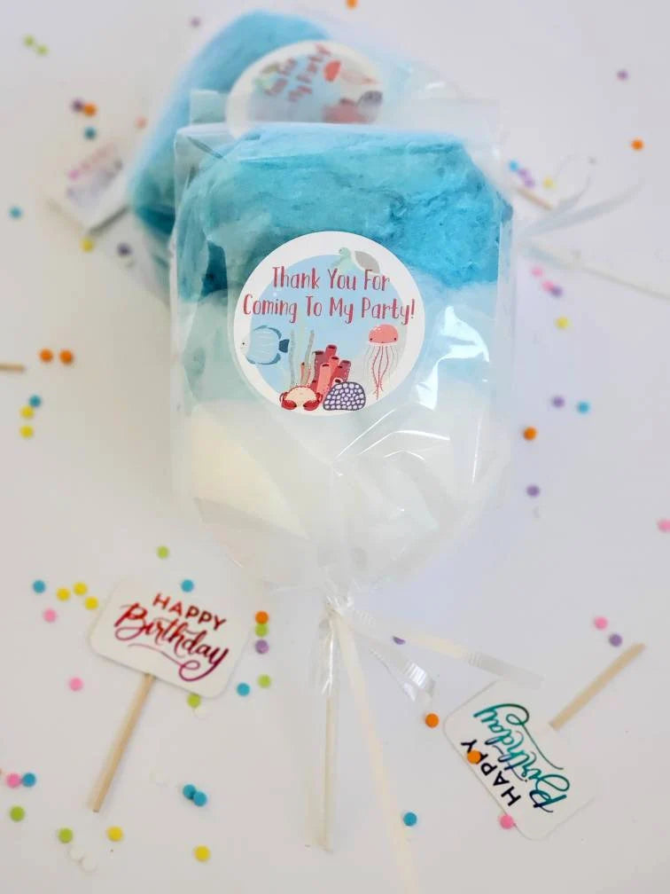 Under the Sea Cotton Candy on a Stick – Blue Ombré Party Favor | Simply Sweet Favors