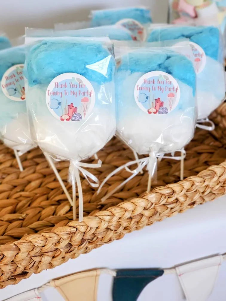 Under the Sea Cotton Candy on a Stick – Blue Ombré Party Favor | Simply Sweet Favors