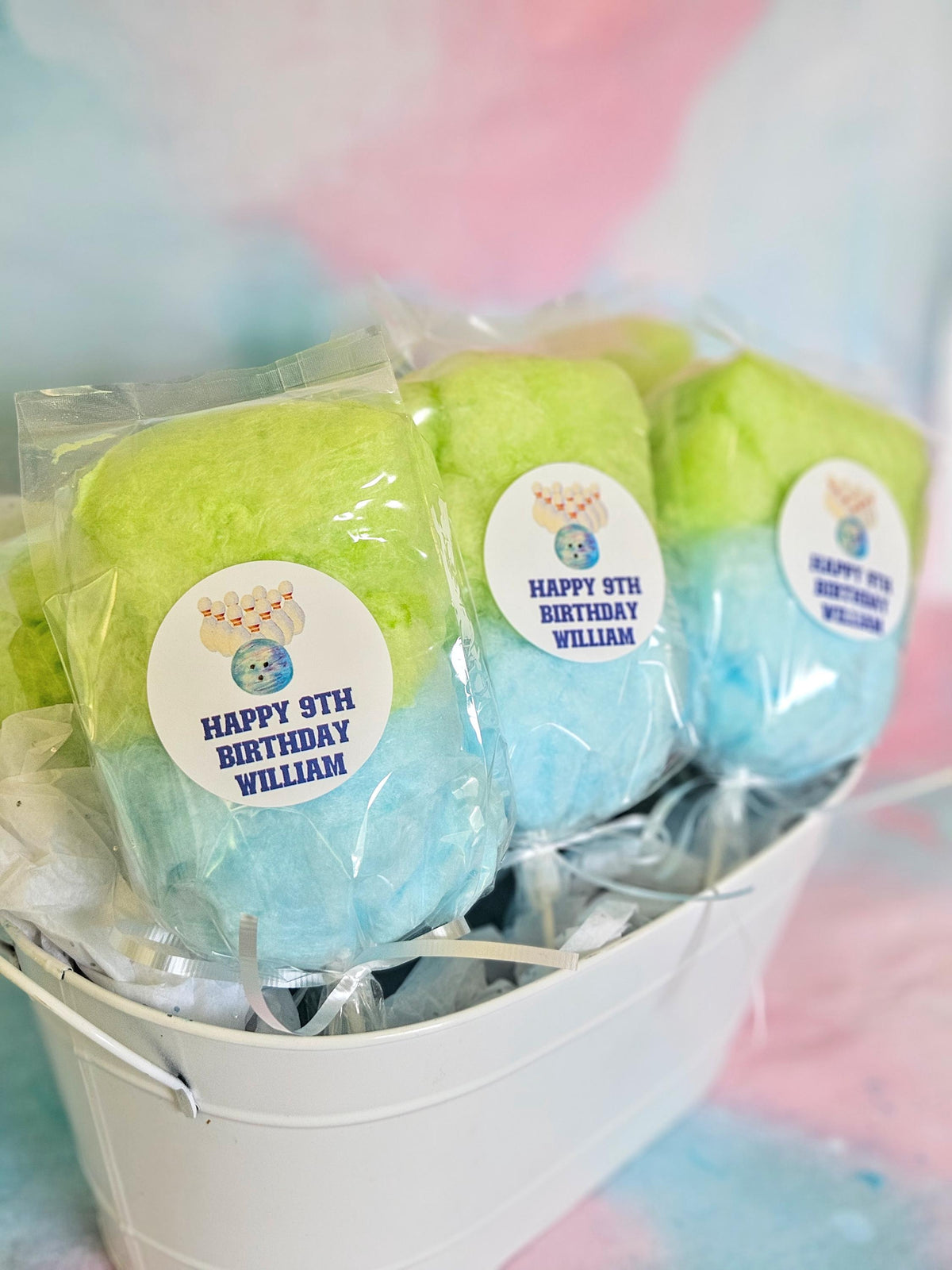 Bowling Birthday! Cotton Candy On a Stick (2 Flavor per order) NEW